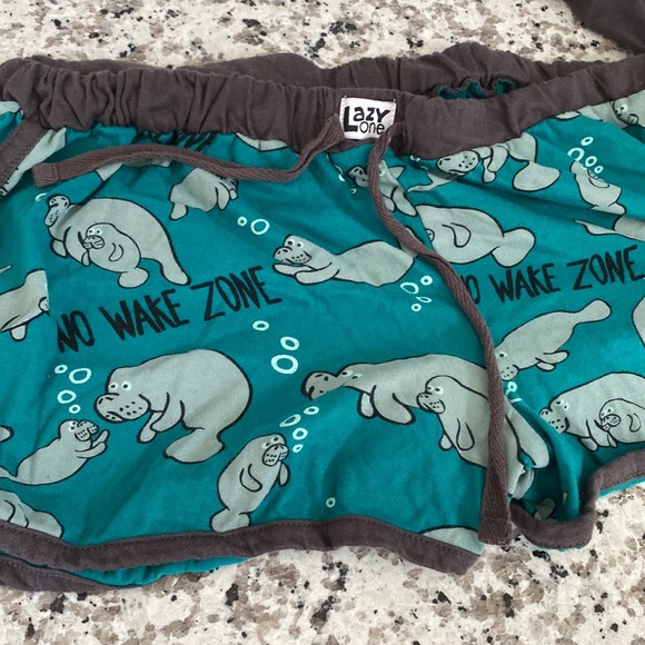 Lazy One Juniors Manatee Pajama Set No Wake Zone Small - Picture 3 of 3